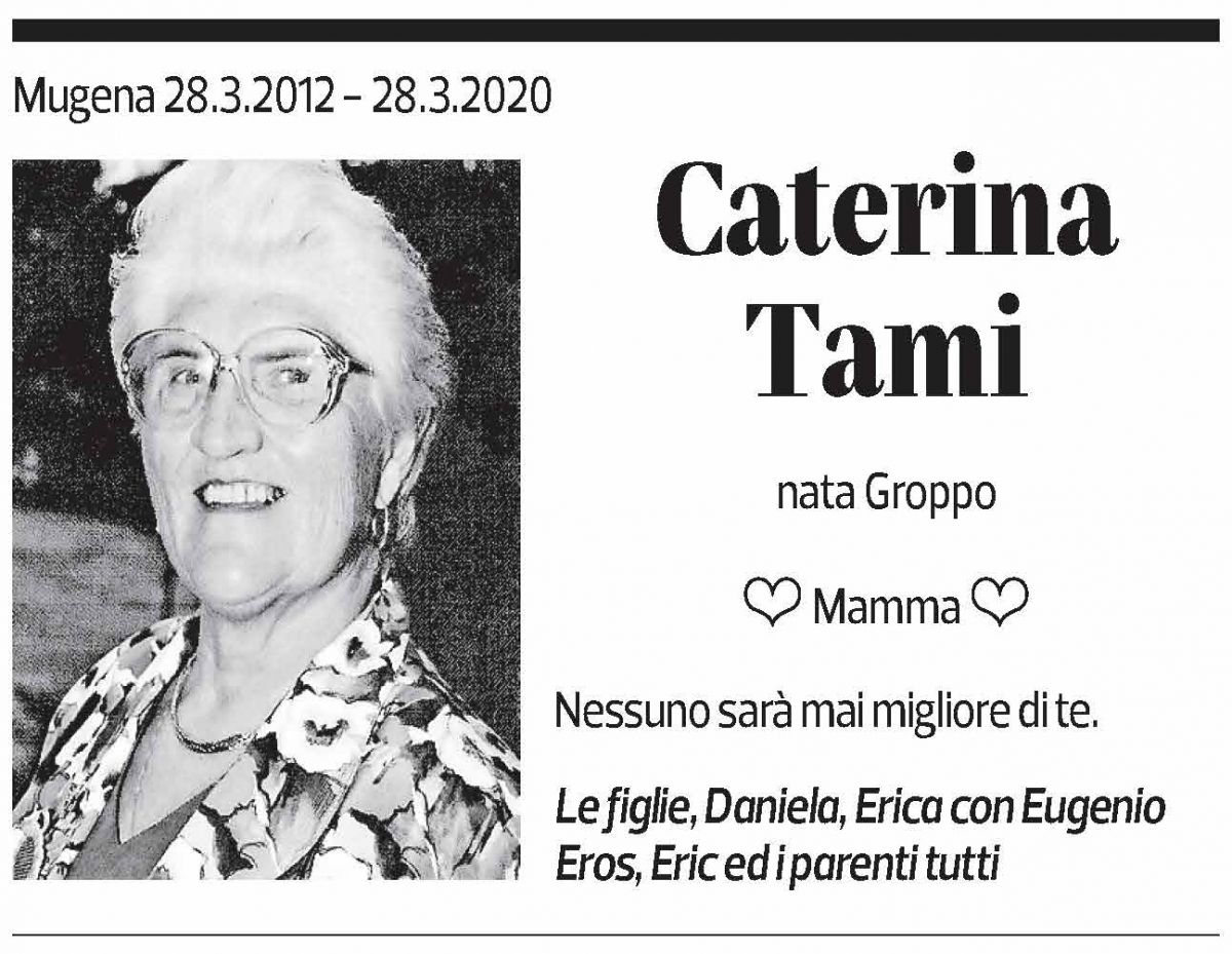 Annuncio funebre Caterina Tami