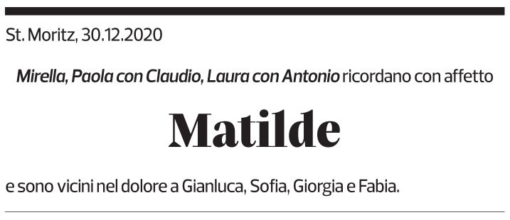 Annuncio funebre Matilde Bonetti Soldati