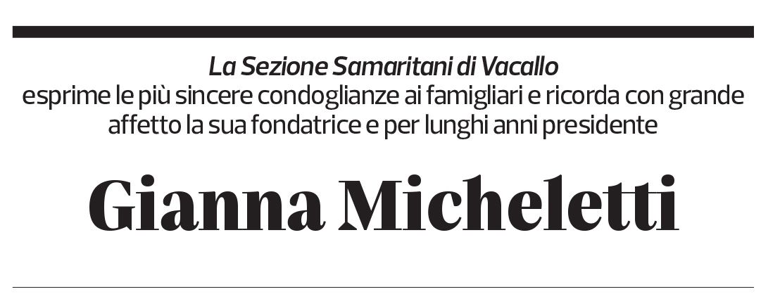 Annuncio funebre Gianna Micheletti