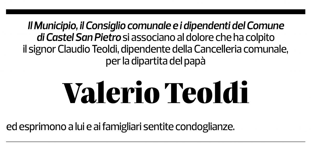 Annuncio funebre Valerio Teoldi