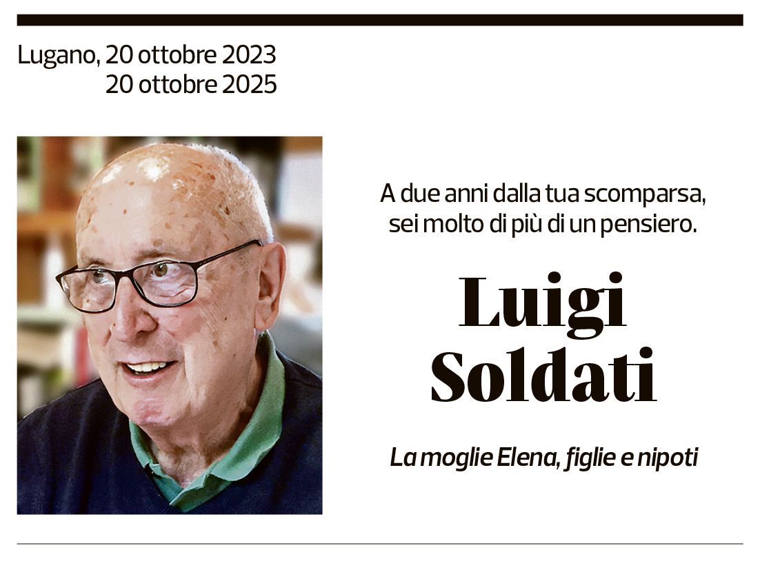 Annuncio funebre Luigi Soldati