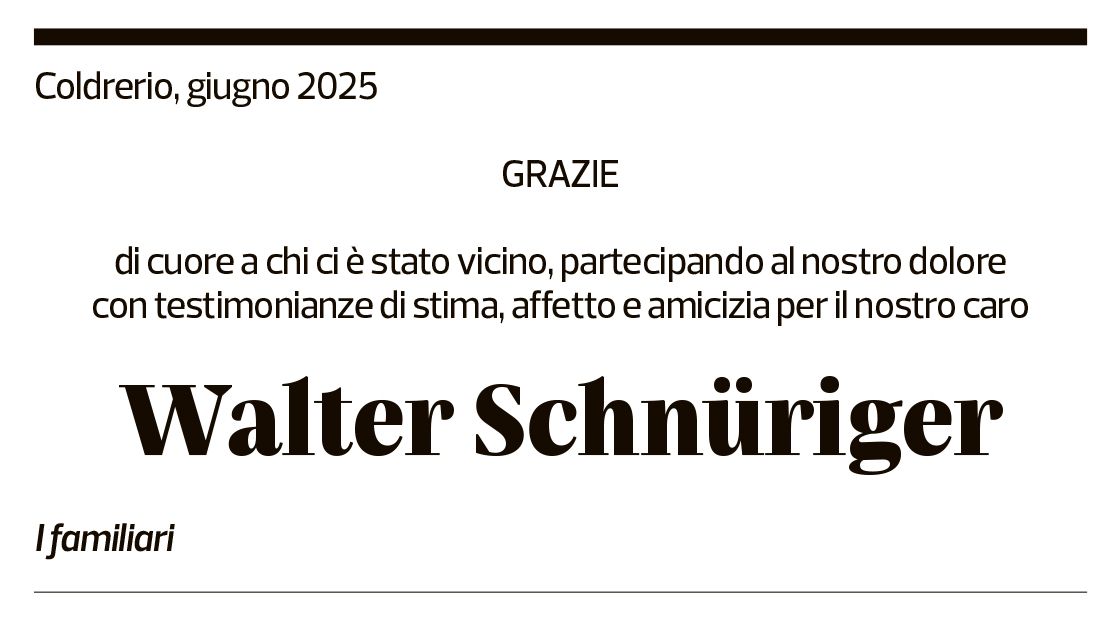Annuncio funebre Walter Schnüriger