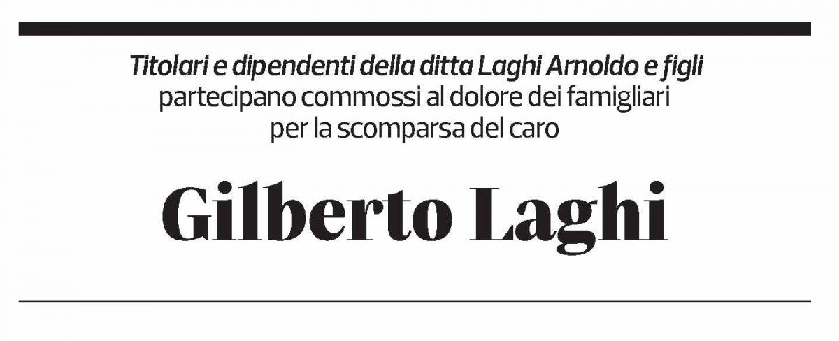 Annuncio funebre Gilberto Laghi