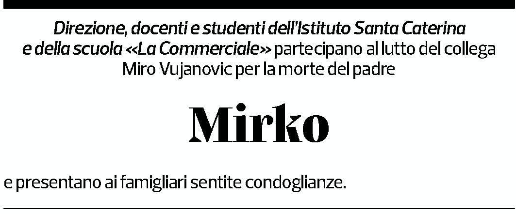 Annuncio funebre Mirko Vujanovic
