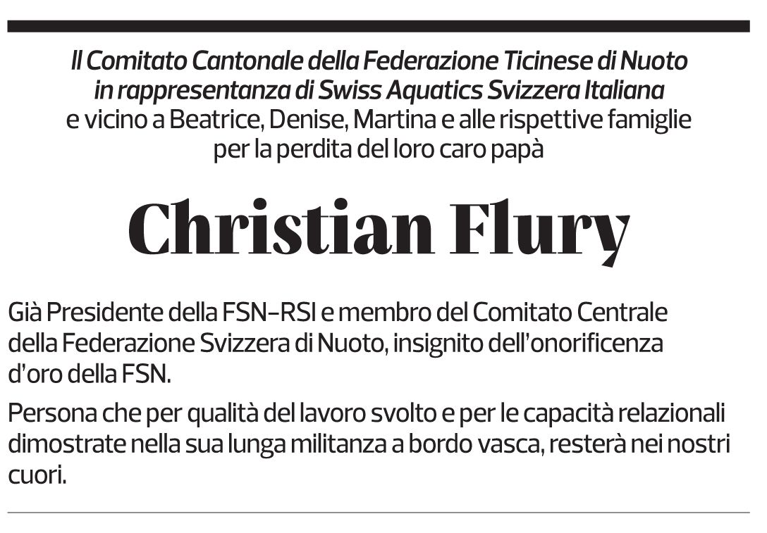 Annuncio funebre Christian Flury