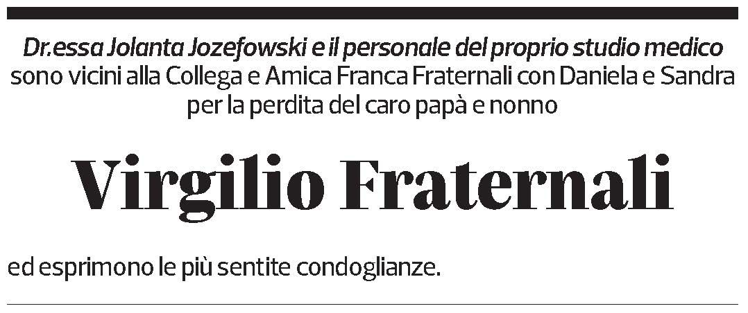 Annuncio funebre Virgilio Fraternali