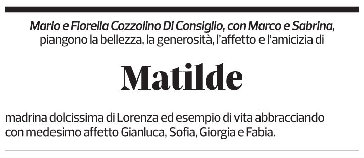 Annuncio funebre Matilde Bonetti Soldati