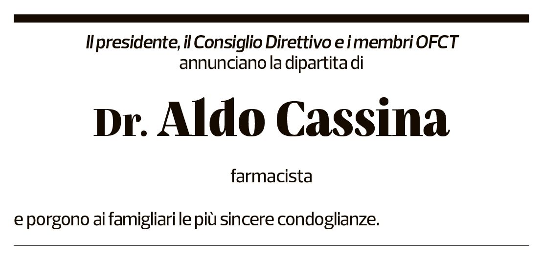 Annuncio funebre Aldo Cassina