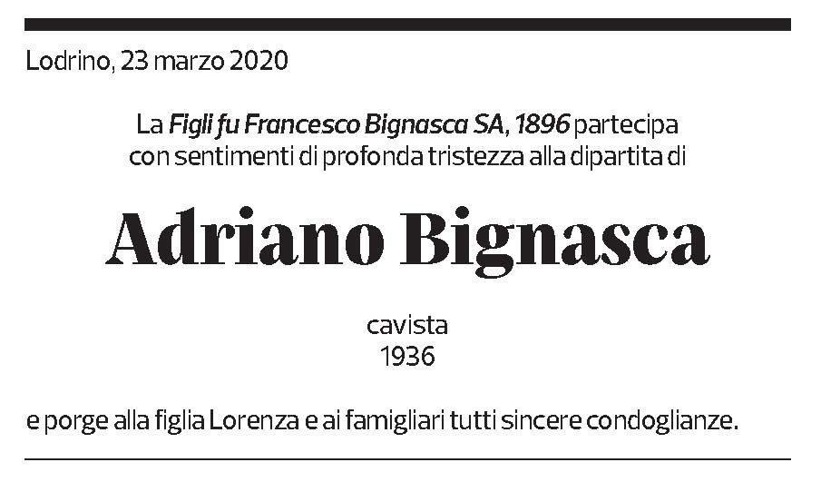 Annuncio funebre Adriano Bignasca