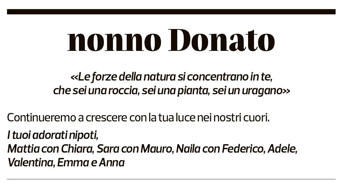 Annuncio funebre Donato Tronnolone