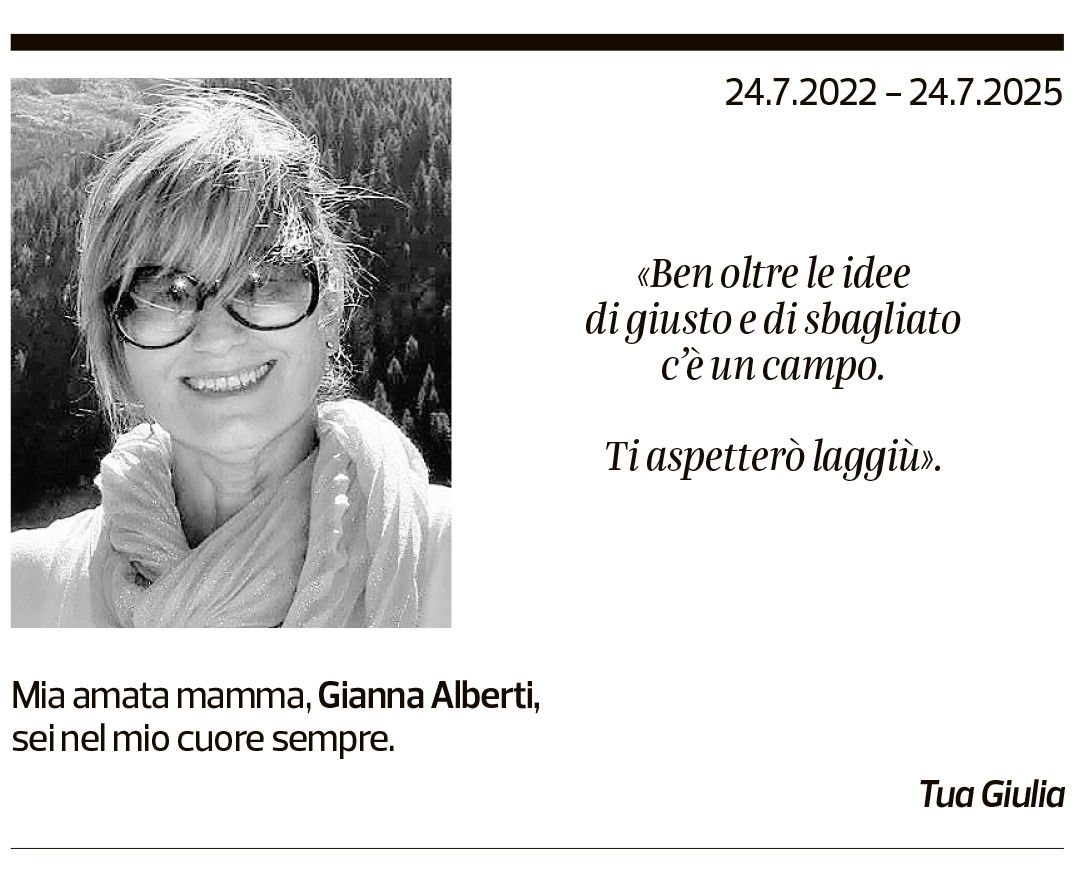 Annuncio funebre Gianna Alberti