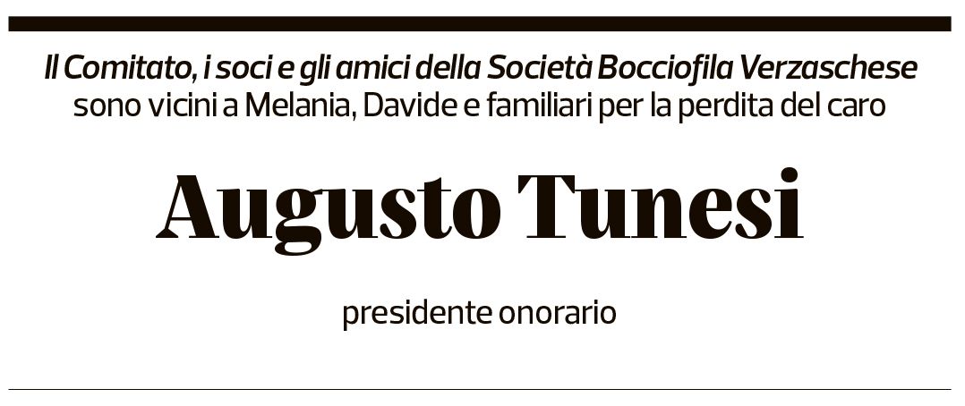 Annuncio funebre Augusto Tunesi