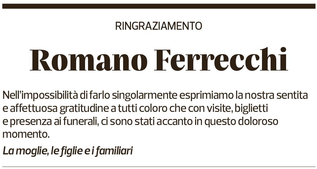 Annuncio funebre Romano Ferrecchi