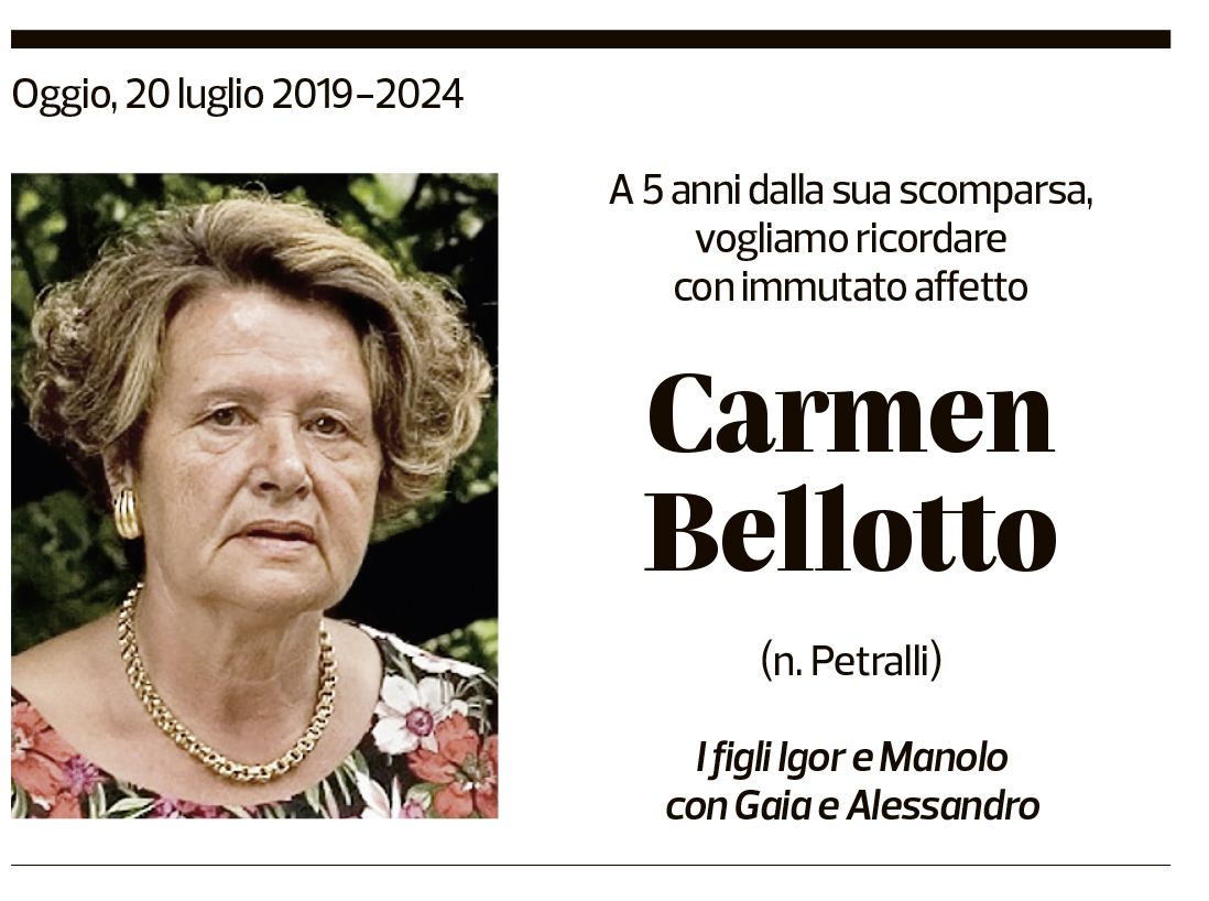 Annuncio funebre Carmen Bellotto