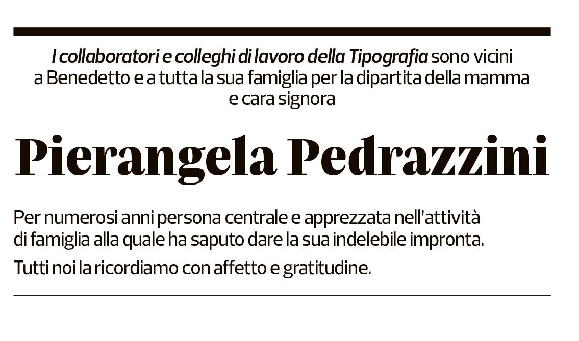 Annuncio funebre Pierangela Pedrazzini