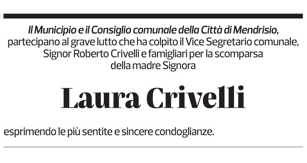 Annuncio funebre Laura Crivelli-quadri