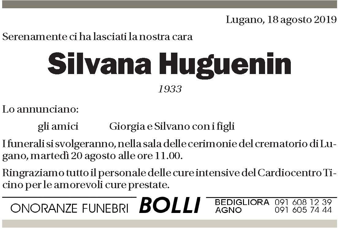Annuncio funebre Silvana Huguenin