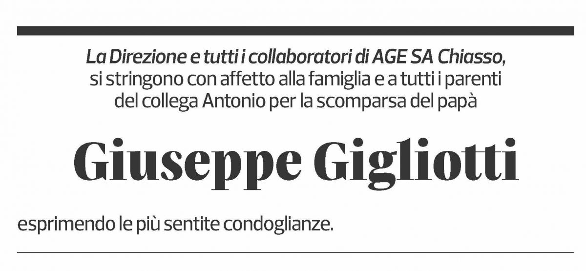 Annuncio funebre Giuseppe Gigliotti