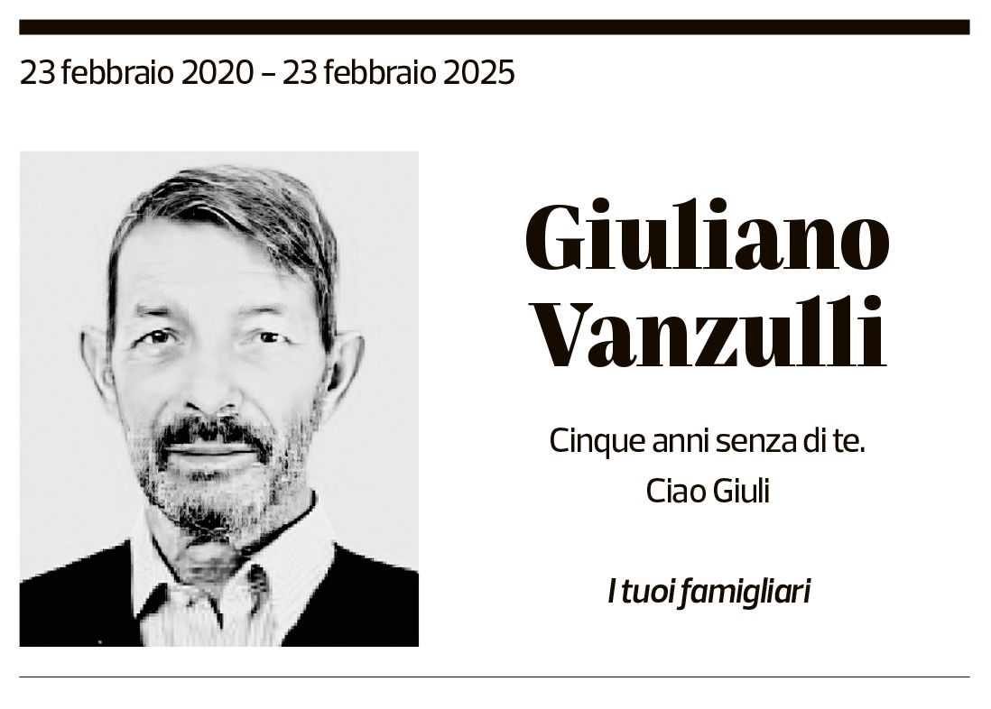 Annuncio funebre Giuliano Vanzulli