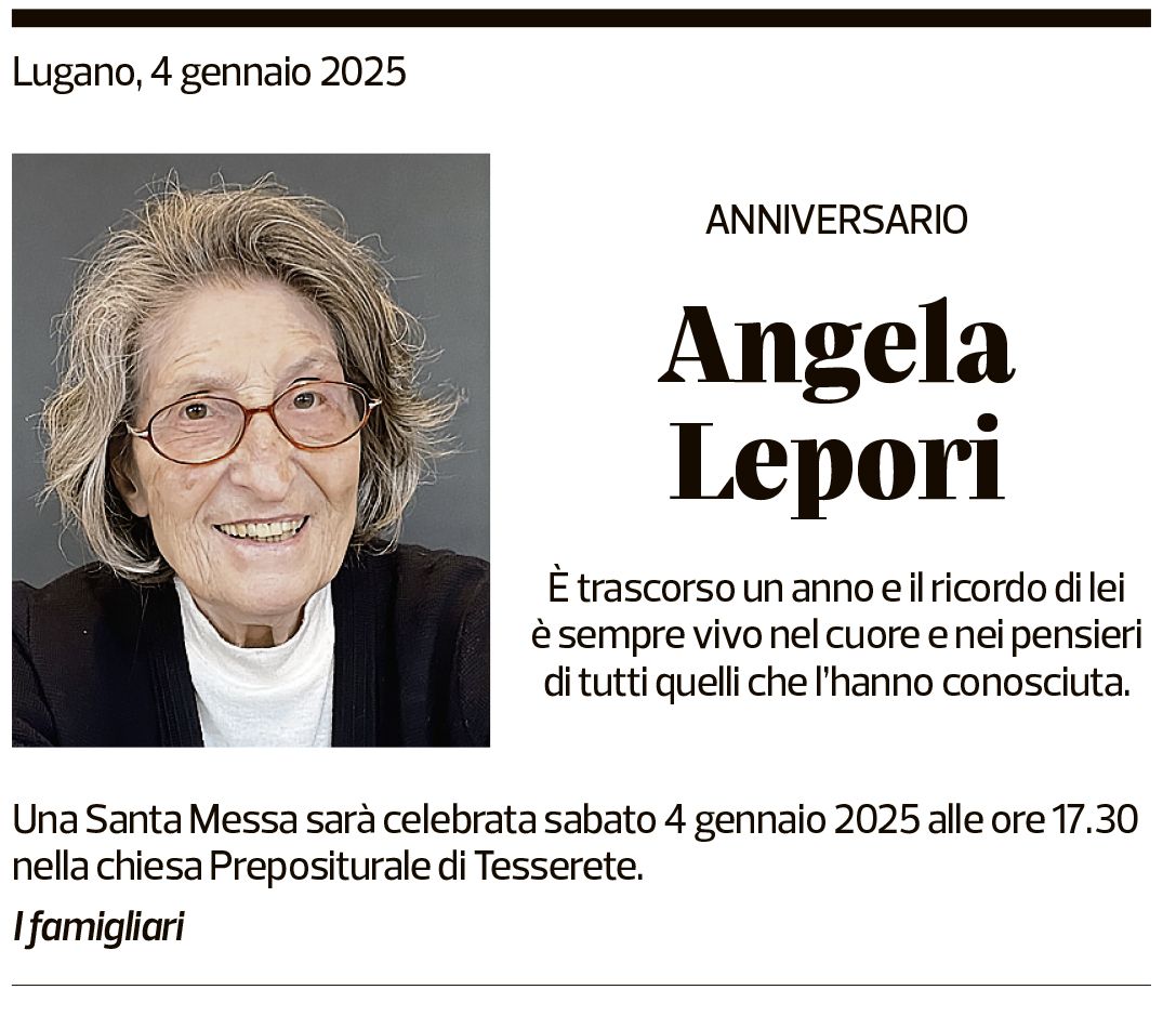 Annuncio funebre Angela Lepori