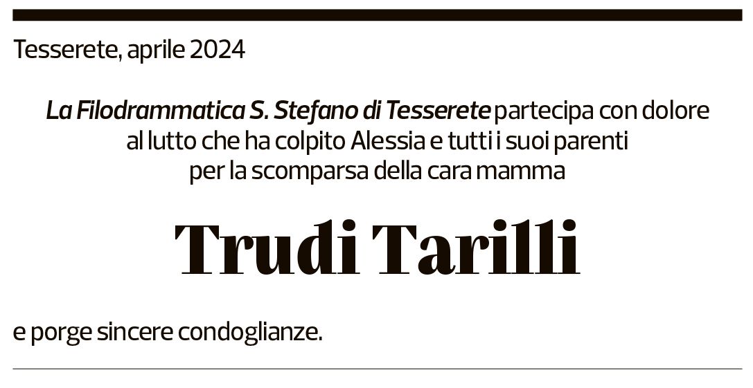 Annuncio funebre Trudi Tarilli