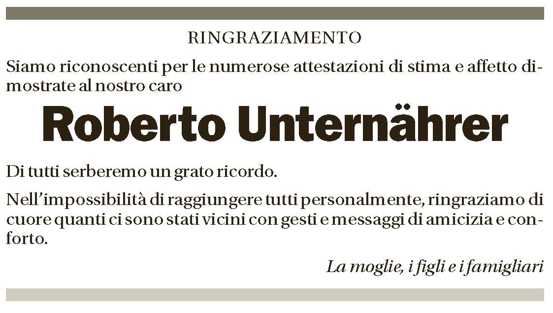Annuncio funebre Roberto Unternährer
