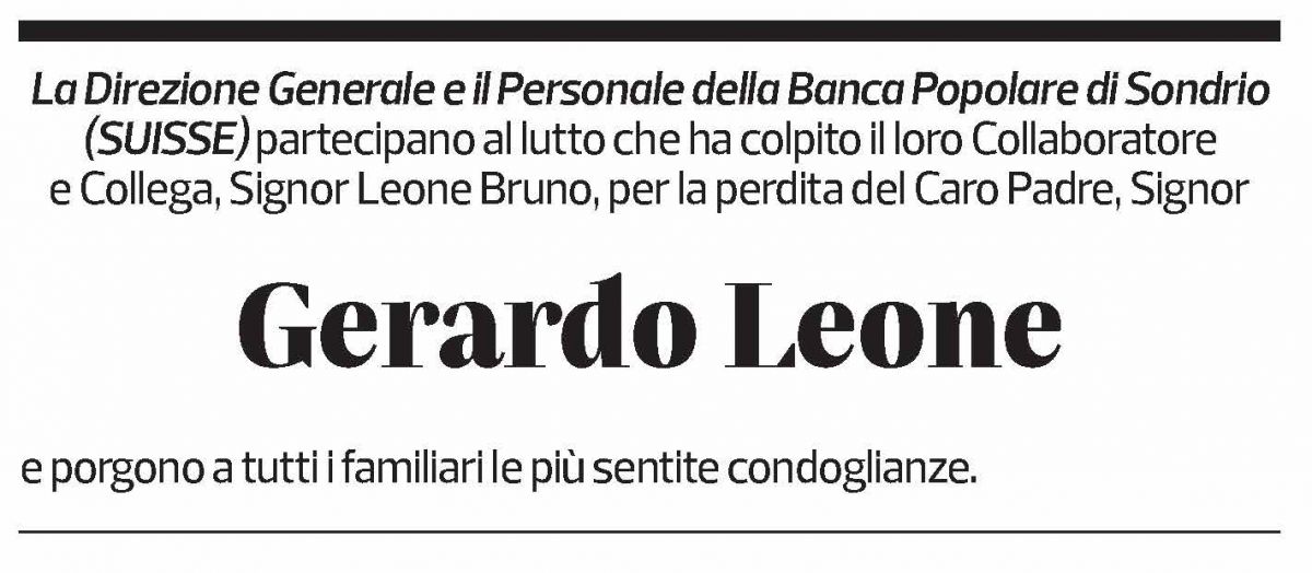 Annuncio funebre Gerardo Leone