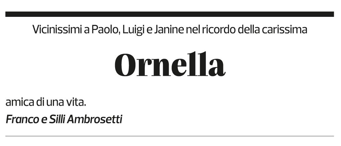 Annuncio funebre Ornella Carlini Cozzi