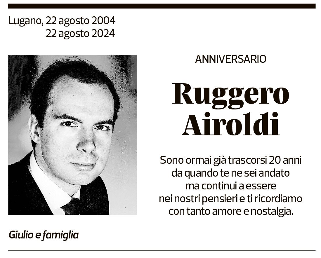 Annuncio funebre Ruggero Airoldi