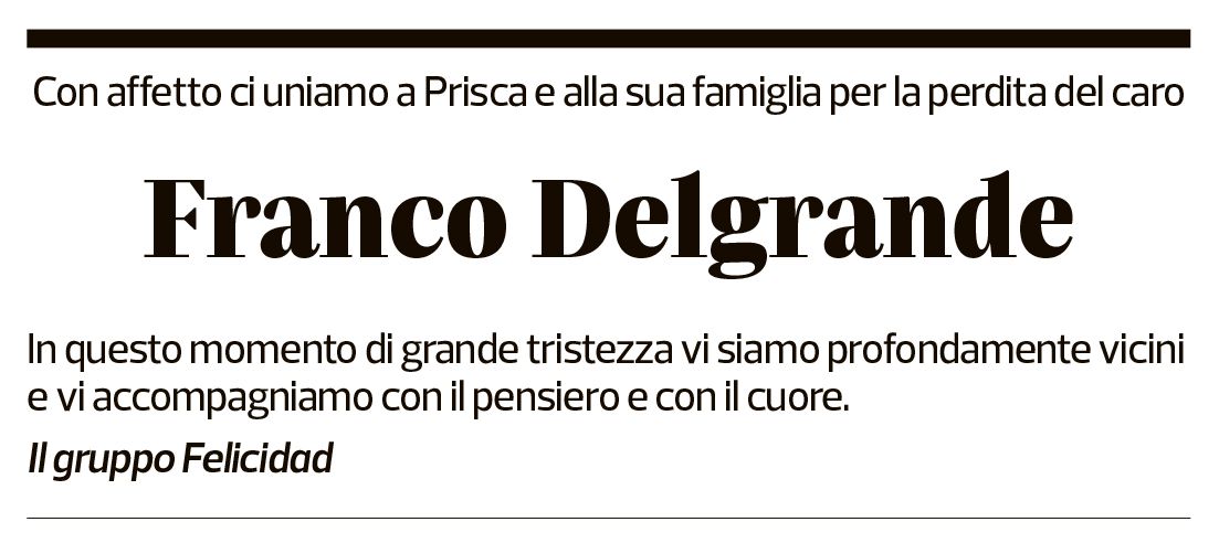 Annuncio funebre Franco Delgrande