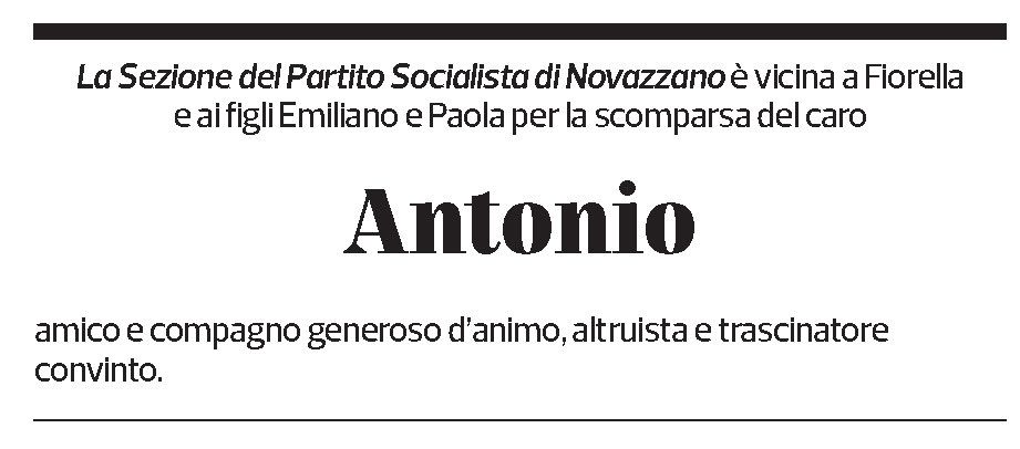 Annuncio funebre Antonio Arduini