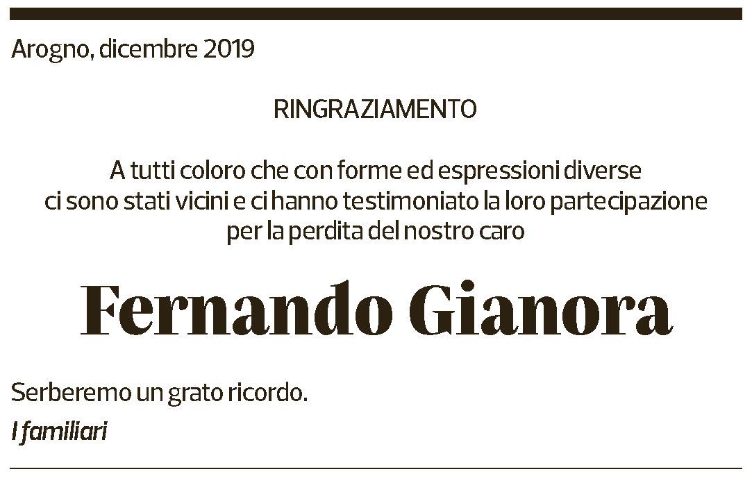 Annuncio funebre Fernando Gianora