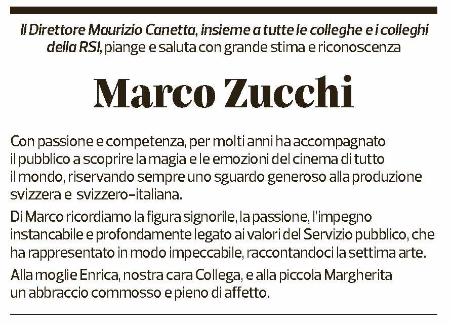 Annuncio funebre Marco Zucchi