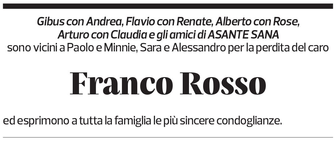 Annuncio funebre Franco Rosso