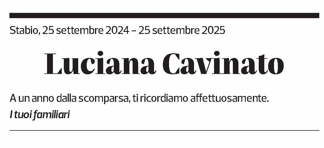 Annuncio funebre Luciana Cavinato