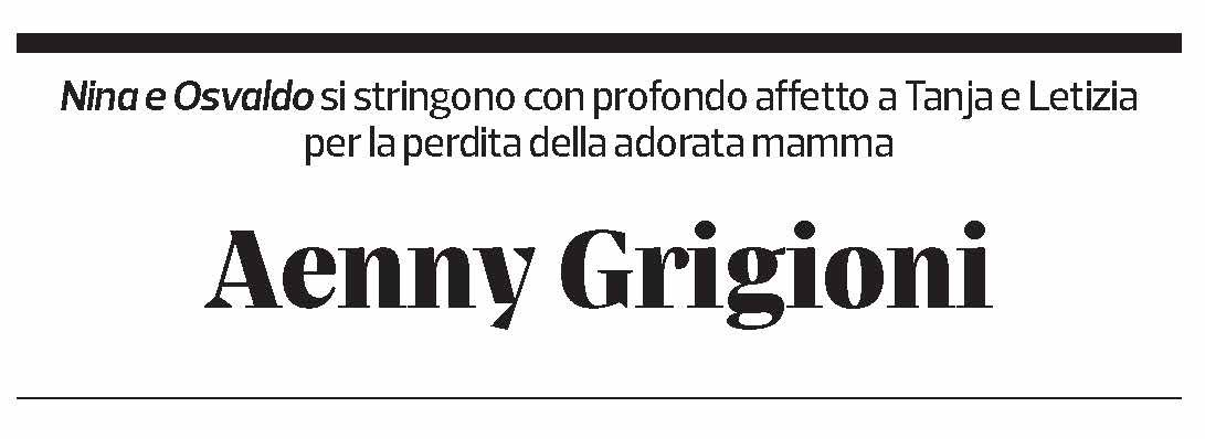 Annuncio funebre Aenny Grigioni