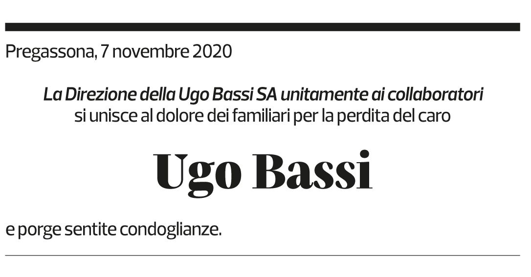 Annuncio funebre Ugo Bassi