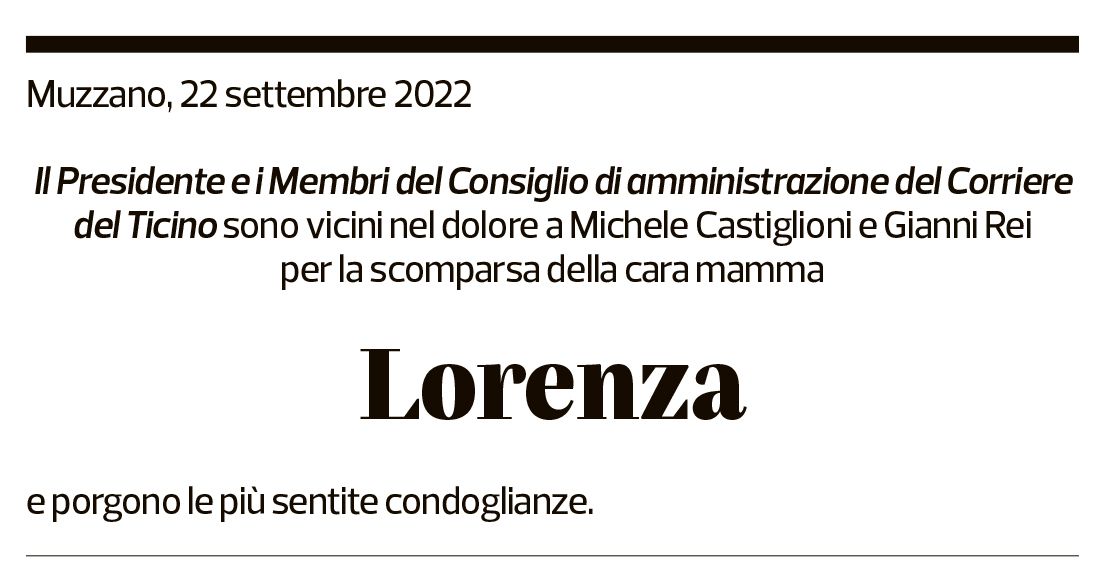 Annuncio funebre Lorenza Bonetti-castiglioni