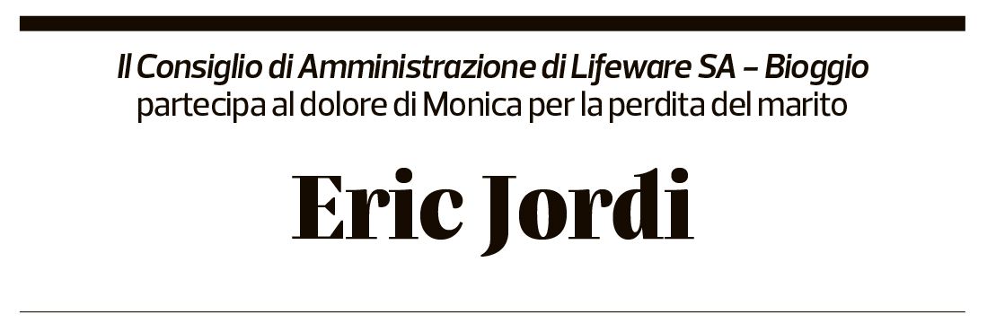 Annuncio funebre Eric Raymund Jordi