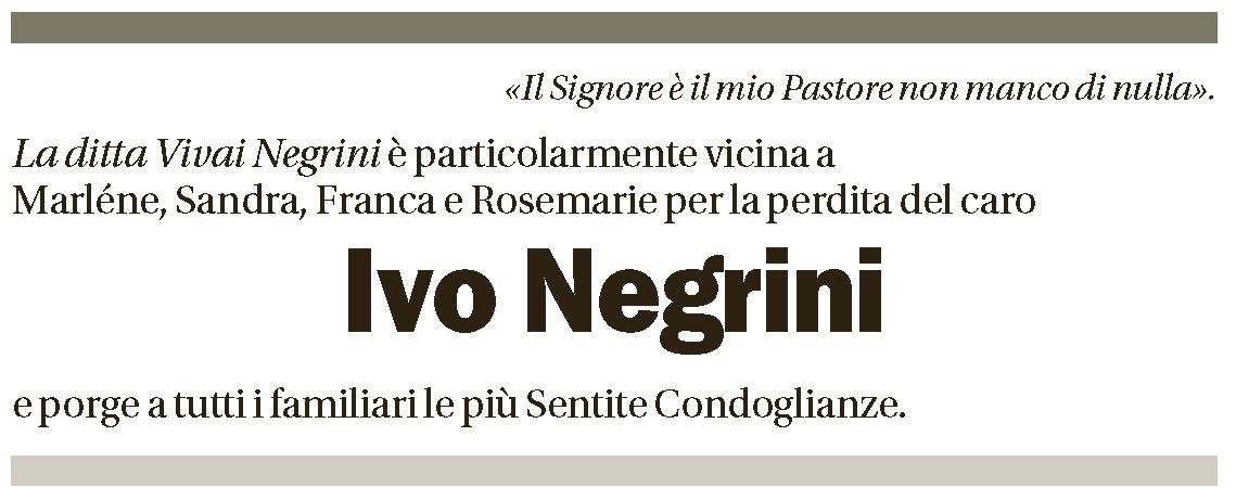 Annuncio funebre Ivo Negrini