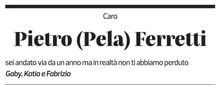 Annuncio funebre Pietro (pela) Ferretti