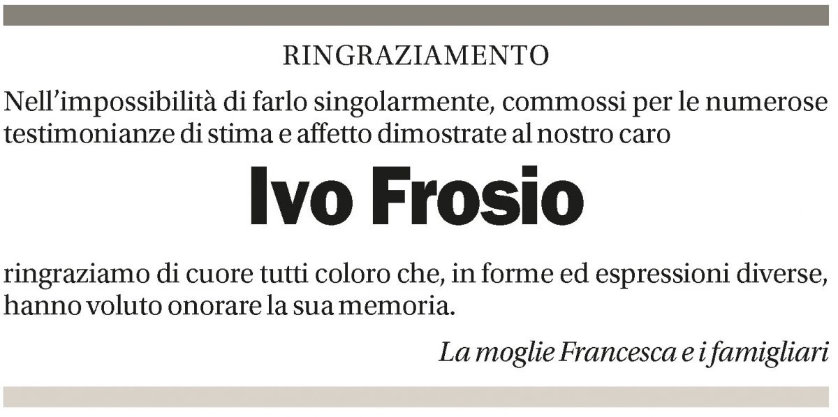 Annuncio funebre Ivo Frosio