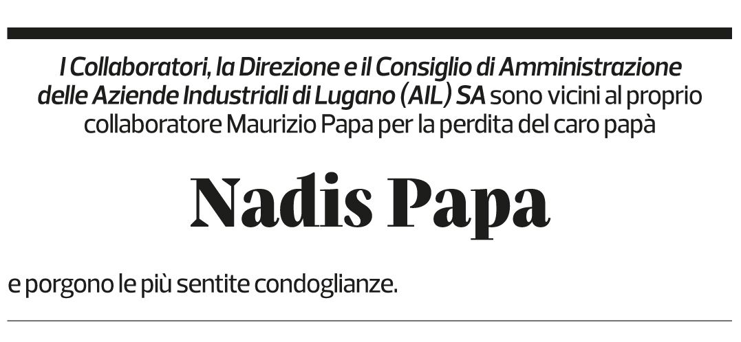 Annuncio funebre Nadis Papa