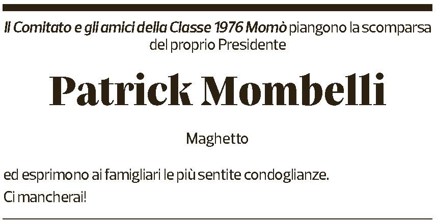Annuncio funebre Patrick Mombelli