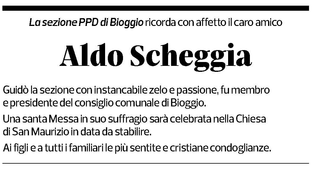 Annuncio funebre Aldo Scheggia