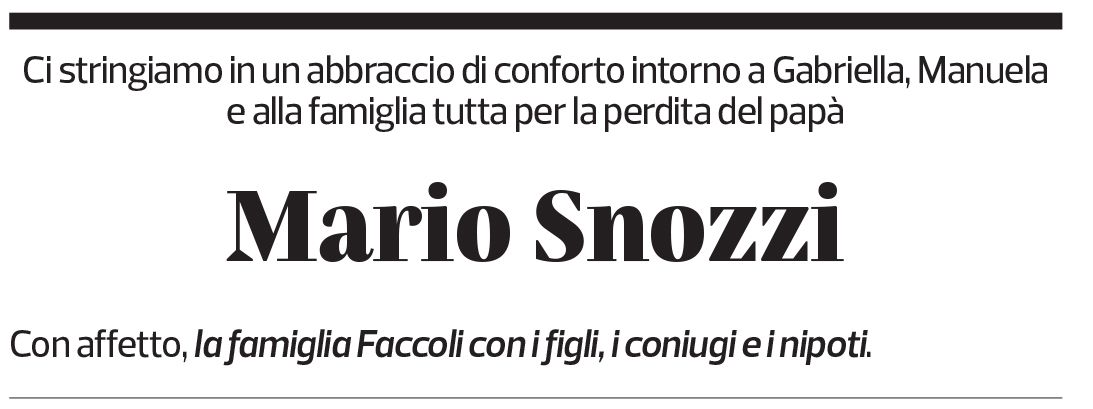 Annuncio funebre Mario Snozzi