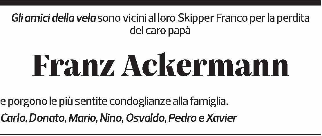 Annuncio funebre Franz Ackermann