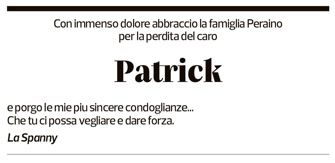 Annuncio funebre Patrick Peraino