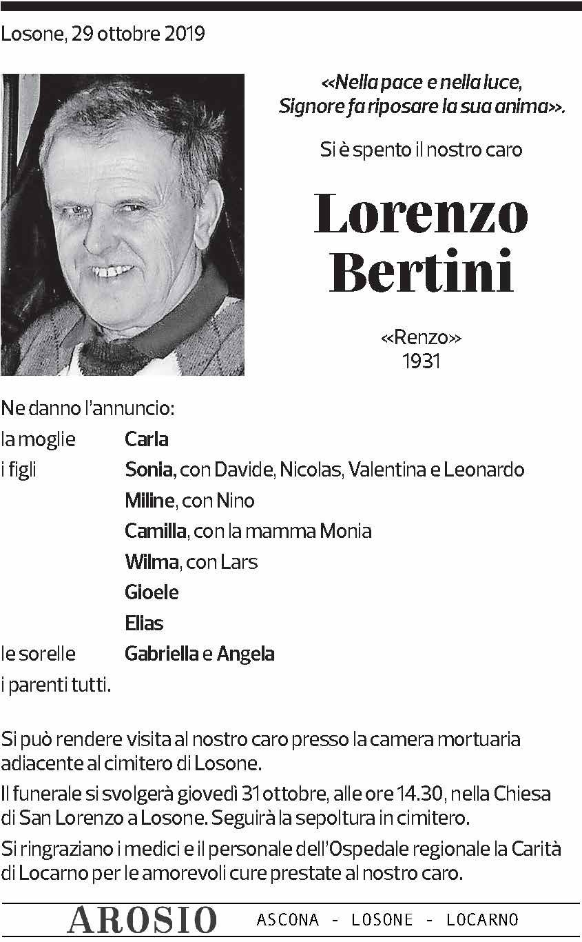 Annuncio funebre Lorenzo Bertini
