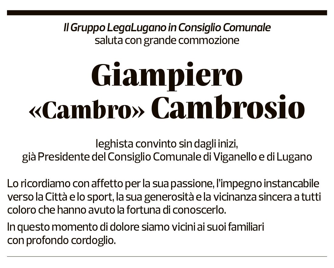 Annuncio funebre Giampiero Cambrosio